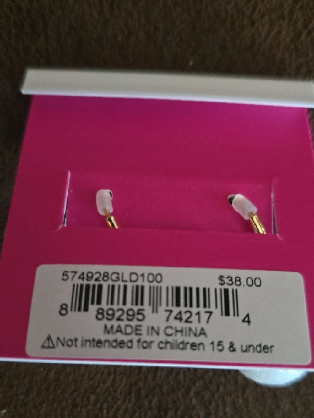 Betsey Johnson Pink Baseball Earrings - Picture 4 of 4